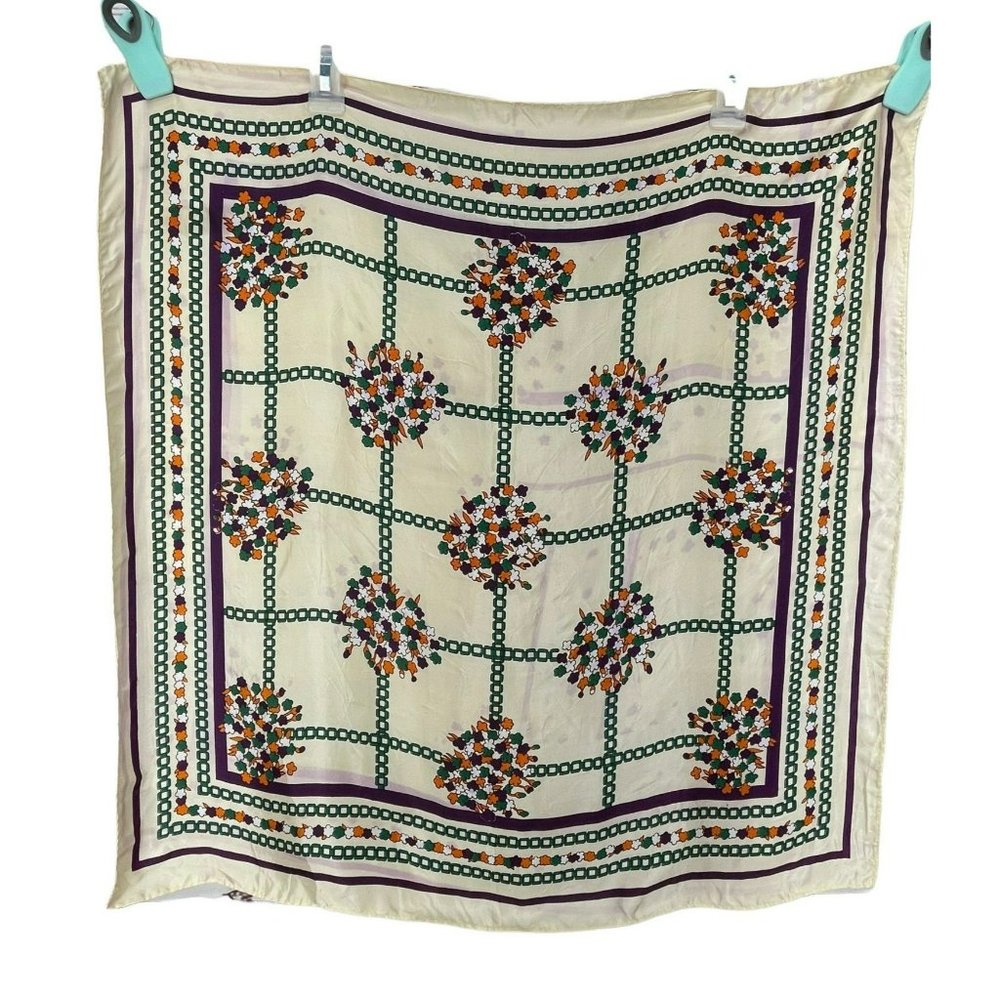Vintage Morgly Morsly NY Colorful 100%‎ Acetate Scarf Wrap Japan 27" Square